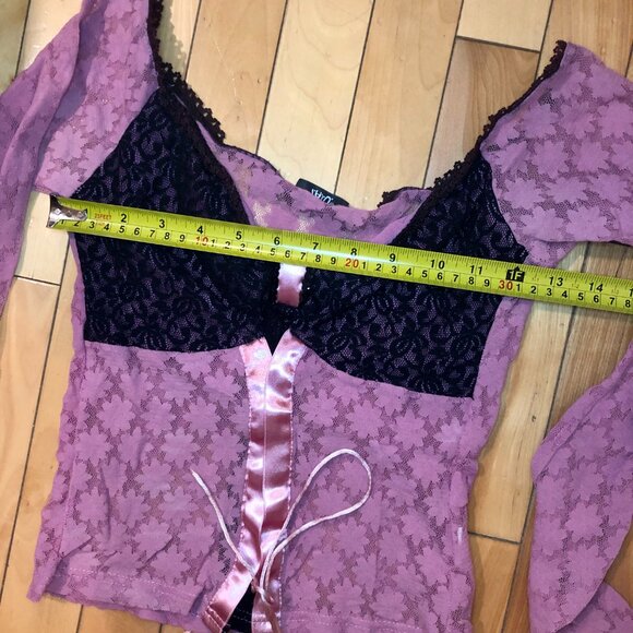 [Women's 7/S/M] TATU Vintage Mesh Top Corset Lace Y2K Fairycore Whimsygoth - Picture 8 of 8